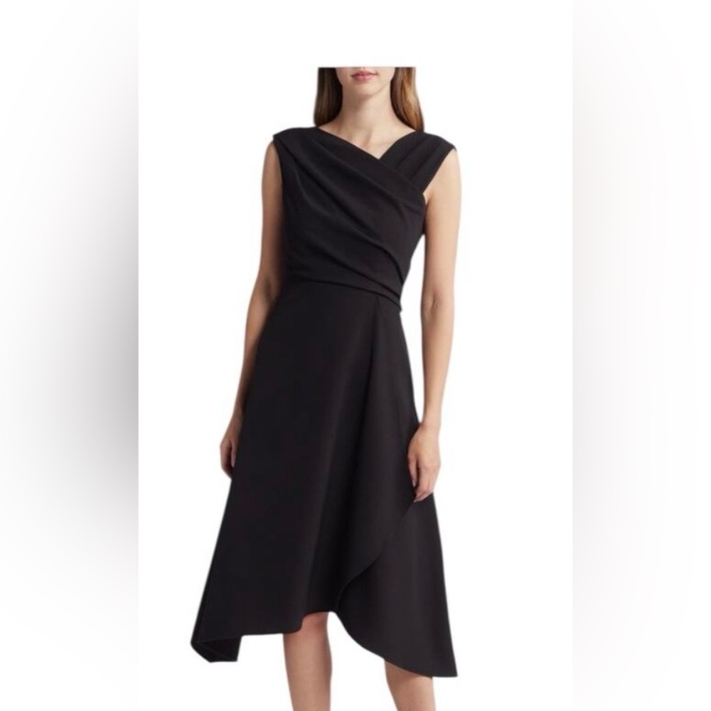 Vince Camuto Vince Camuto ruched asymmetric laguna crepe dress black size 12 NWT
